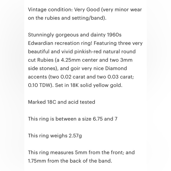 Vintage 14K Garnet Ring, Pyrope Rhodolite Three Stone, Deep Fire Red, Size 6.75 - Picture 8 of 17